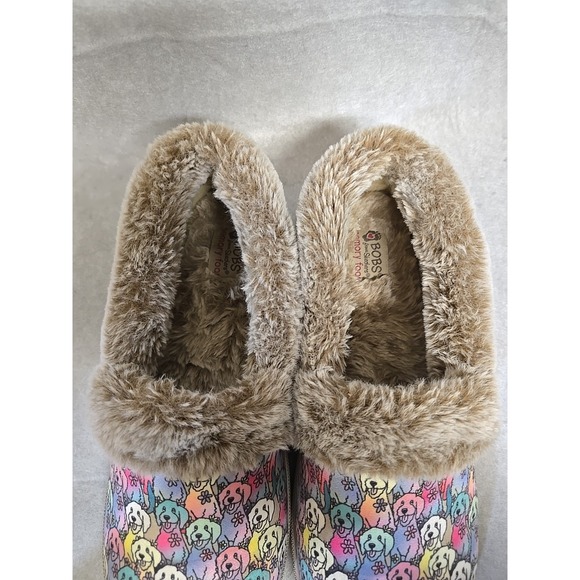 Skechers Womens BOBS Too Cozy Pooch Parade Memory Foam Slippers 9.5 Faux Fur Dog - Picture 4 of 8